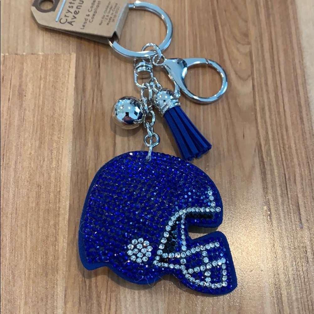 Blue/White/Black Football 🏈 Helmet Key Chain.